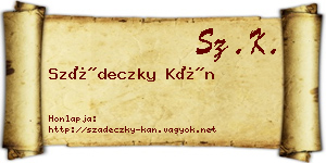 Szádeczky Kán névjegykártya